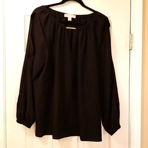 Michael Kors XL Black Women Dressy Loose Fit Long Split Sleeve Top.